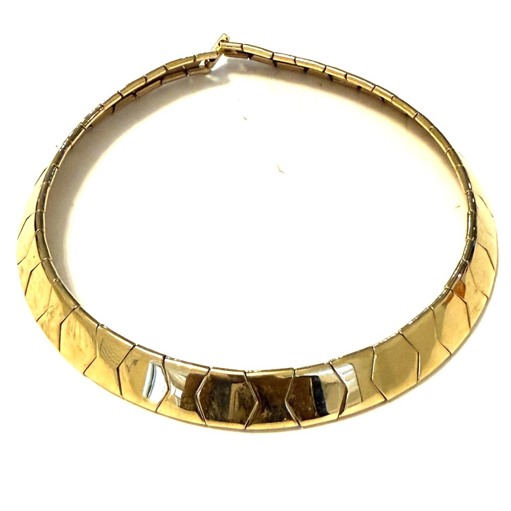 Vintage Gold Tone Geometric Necklace Collar Choker Links Womens MCM Regencycore